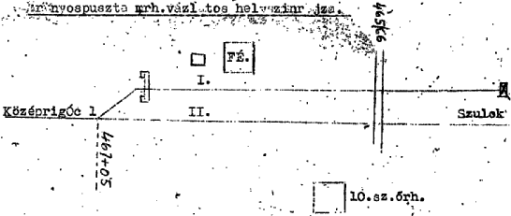 Aranyospuszta vázlatos helyszínrajza a mrh. 1961-es végrehajtási utasításából