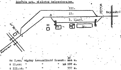 Lipótfa vázlatos helyszínrajza a mrh. 1969-es végrehajtási utasításából